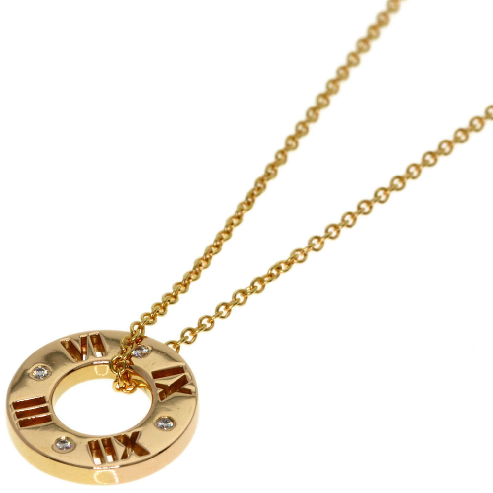 Tiffany & Co. Atlas Pierced Circle Diamond Necklace, 18K Pink Gold, Women's.